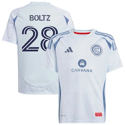 Dean Boltz Youth adidas Light Blue Chicago Fire 2025 The Municipal Kit Replica Custom Jersey