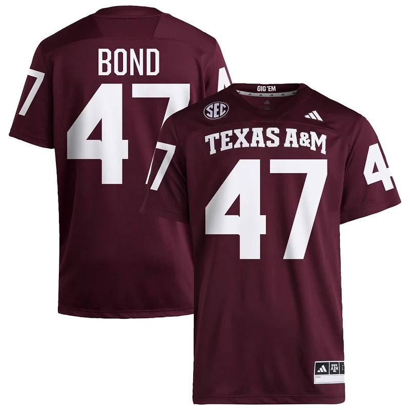 Randy Bond Men's adidas  Maroon Texas A&M Aggies NIL Pick-A-Player Home Premier Football Jersey