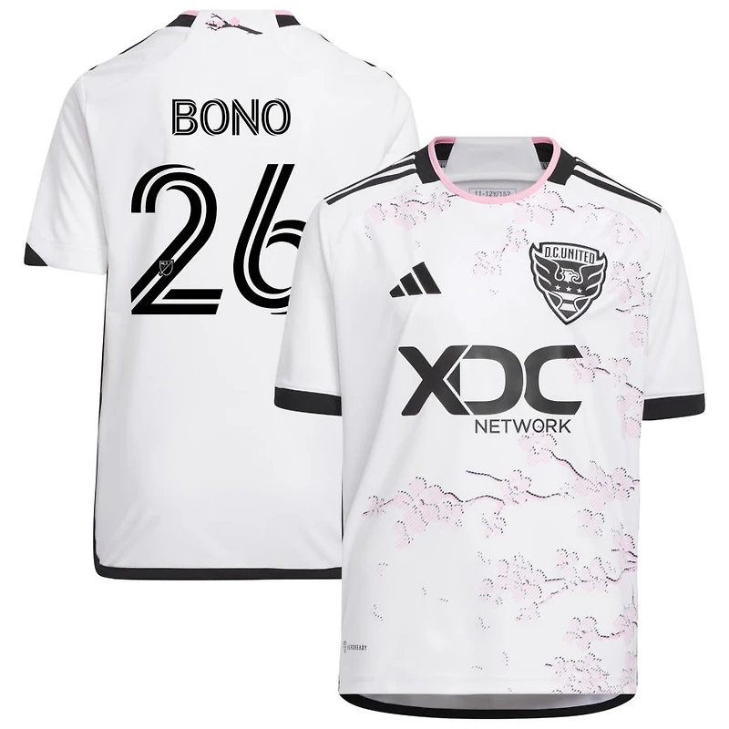 Alex Bono Youth adidas White D.C. United 2023 The Cherry Blossom Kit Replica Custom Jersey