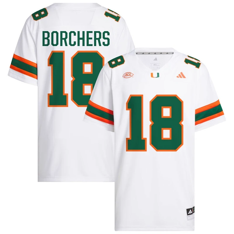 Joe Borchers Men's adidas  White Miami Hurricanes NIL Pick-A-Player White Premier Football Jersey