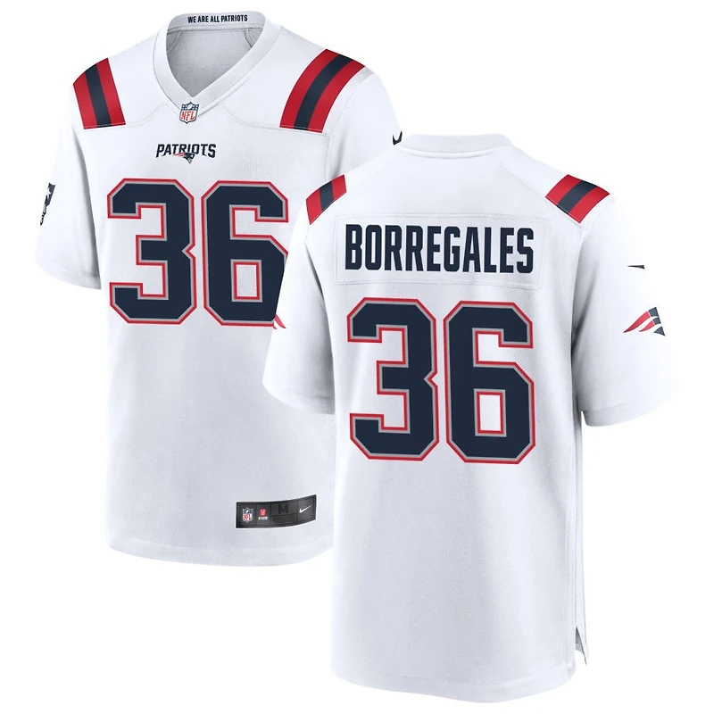 Andy Borregales Men's Nike White New England Patriots Custom Game Jersey