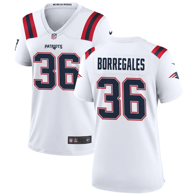 Andy Borregales Women's Nike New England Patriots White Custom Game Jersey