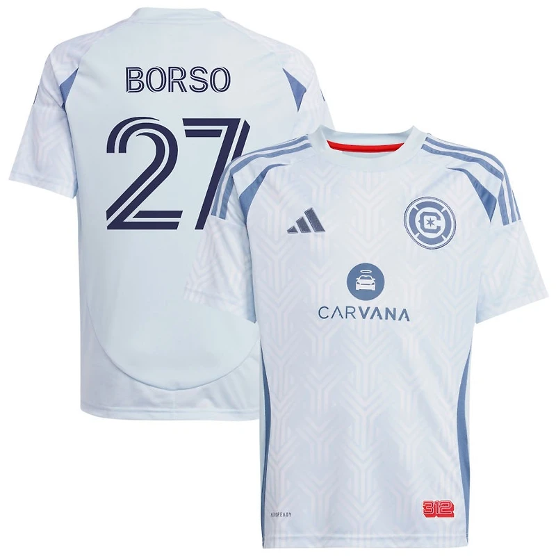 Dylan Borso Youth adidas Light Blue Chicago Fire 2025 The Municipal Kit Replica Custom Jersey