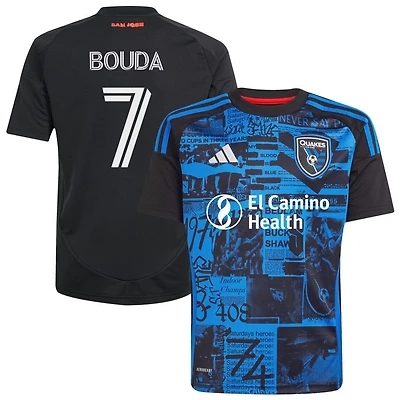 Ousseni Bouda Youth adidas  Black San Jose Earthquakes 2025 Headliner Replica Custom Jersey