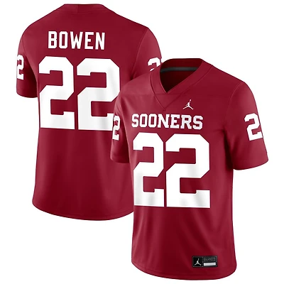 Peyton Bowen Men's Jordan Brand Crimson Oklahoma Sooners NIL Pick-A-Player Football Replica Jersey