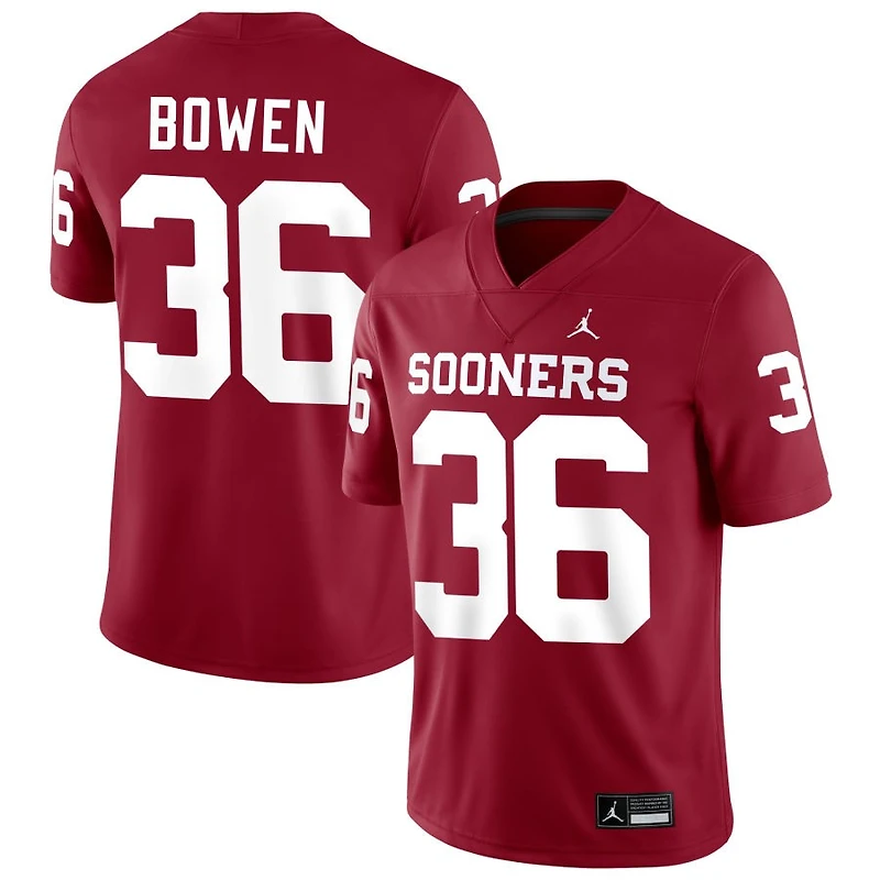 Eli Bowen Men's Jordan Brand Crimson Oklahoma Sooners NIL Pick-A-Player Football Replica Jersey