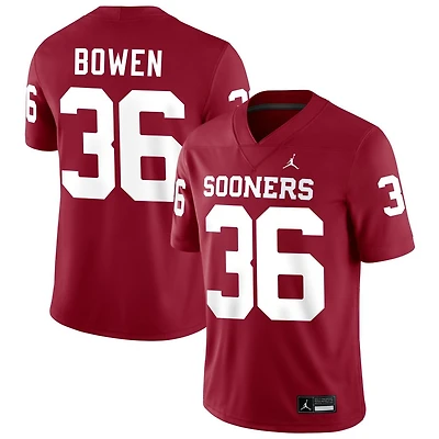 Eli Bowen Men's Jordan Brand Crimson Oklahoma Sooners NIL Pick-A-Player Football Replica Jersey