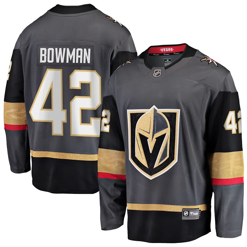 Braeden Bowman Men's Fanatics Gray Vegas Golden Knights Alternate Breakaway Custom Jersey