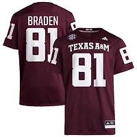 Luke Braden Men's adidas  Maroon Texas A&M Aggies NIL Pick-A-Player Home Premier Football Jersey