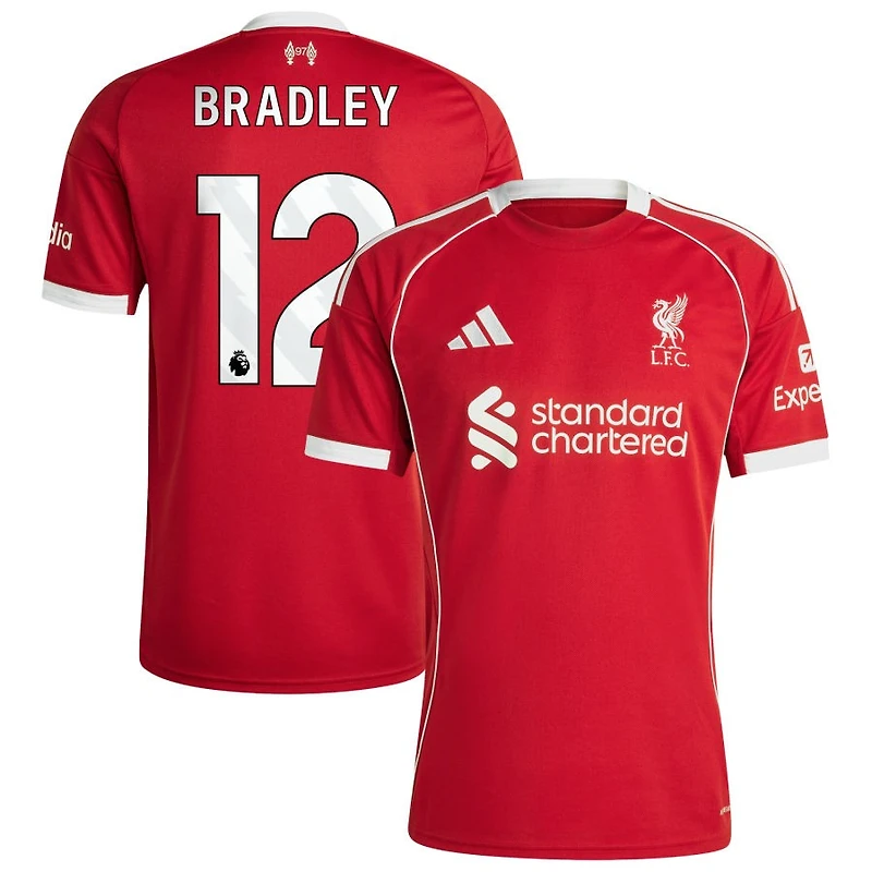 Conor Bradley Men's adidas Red Liverpool 2025/26 Home Custom Replica Jersey
