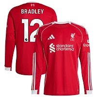 Conor Bradley Men's adidas  Red Liverpool 2025/26 Home Custom Replica Long Sleeve Jersey