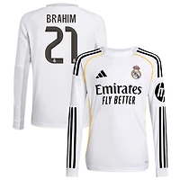 Brahim Diaz Brahim Youth adidas White Real Madrid 2025/26 Home Replica Long Sleeve Custom Jersey