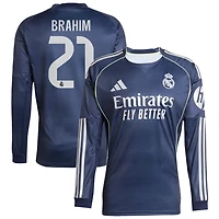 Brahim Diaz Brahim Men's adidas Blue Real Madrid 2025/26 Away Long Sleeve Replica Custom Jersey