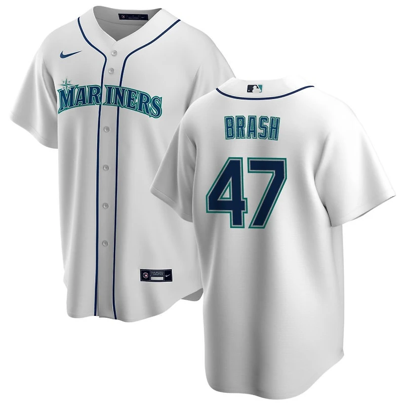Matt Brash Men's Nike White Seattle Mariners Home Replica Custom Jersey