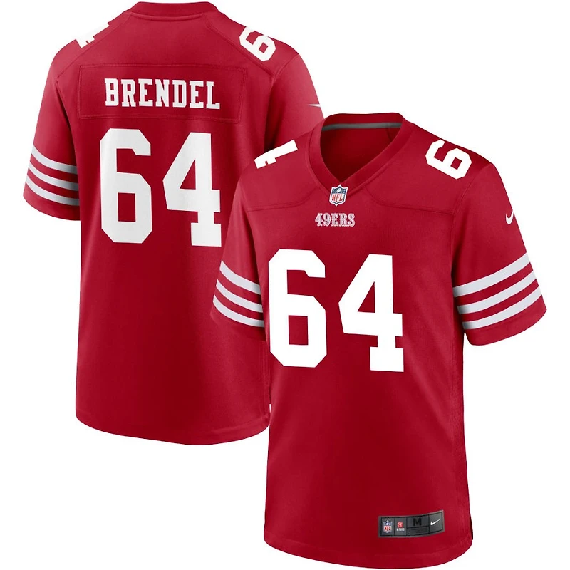 Jake Brendel Men's Nike Scarlet San Francisco 49ers Custom Jersey