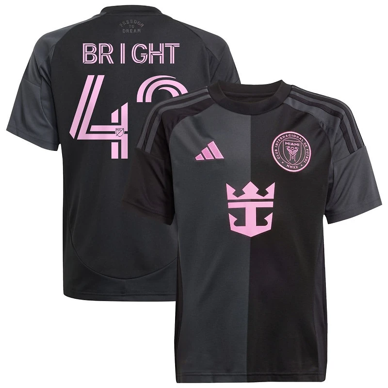 Yannick Bright Youth adidas  Black Inter Miami CF 2025 The Fortitude Kit Replica Custom Jersey