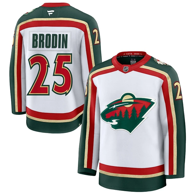 Jonas Brodin Men's Fanatics  White Minnesota Wild 25th Anniversary Premium Custom Jersey