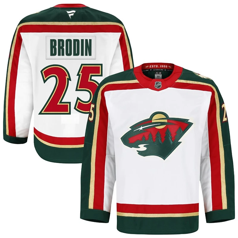 Jonas Brodin Men's Fanatics White Minnesota Wild 25th Anniversary Authentic Pro Custom Jersey