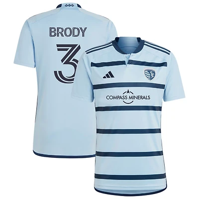 Andrew Brody Men's adidas Light Blue Sporting Kansas City 2023 Hoops 4.0 Replica Custom Jersey