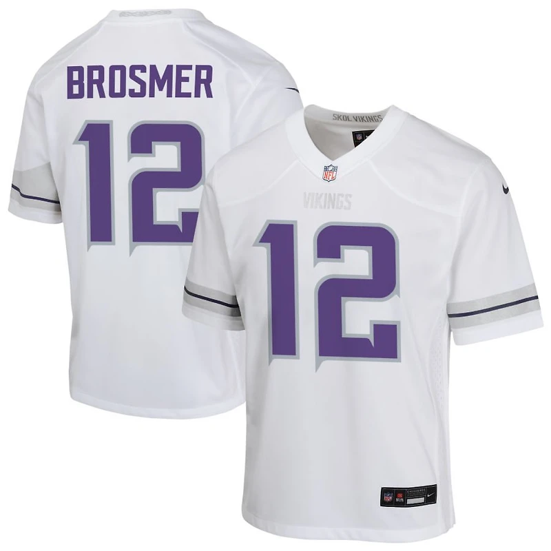 Max Brosmer Youth Nike White Minnesota Vikings Alternate Custom Game Jersey