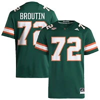 Taylor Broutin Men's adidas  Green Miami Hurricanes NIL Pick-A-Player Alternate Premier Football Jersey
