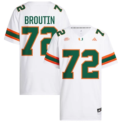 Taylor Broutin Men's adidas  White Miami Hurricanes NIL Pick-A-Player White Premier Football Jersey
