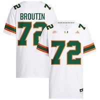 Taylor Broutin Men's adidas  White Miami Hurricanes NIL Pick-A-Player White Premier Football Jersey