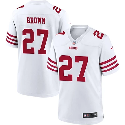 Ji'Ayir Brown Men's Nike White San Francisco 49ers Game Custom Player Jersey