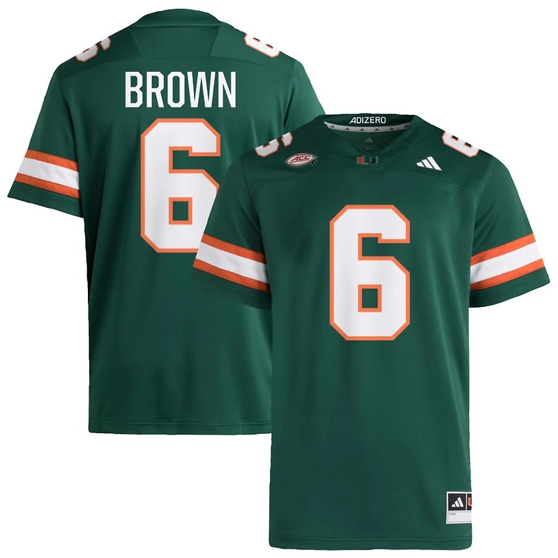 Damari Brown Men's adidas  Green Miami Hurricanes NIL Pick-A-Player Alternate Premier Football Jersey