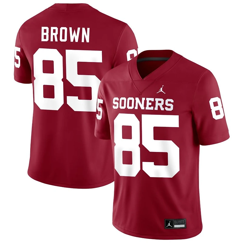 Trey Brown Men's Jordan Brand Crimson Oklahoma Sooners NIL Pick-A-Player Football Replica Jersey