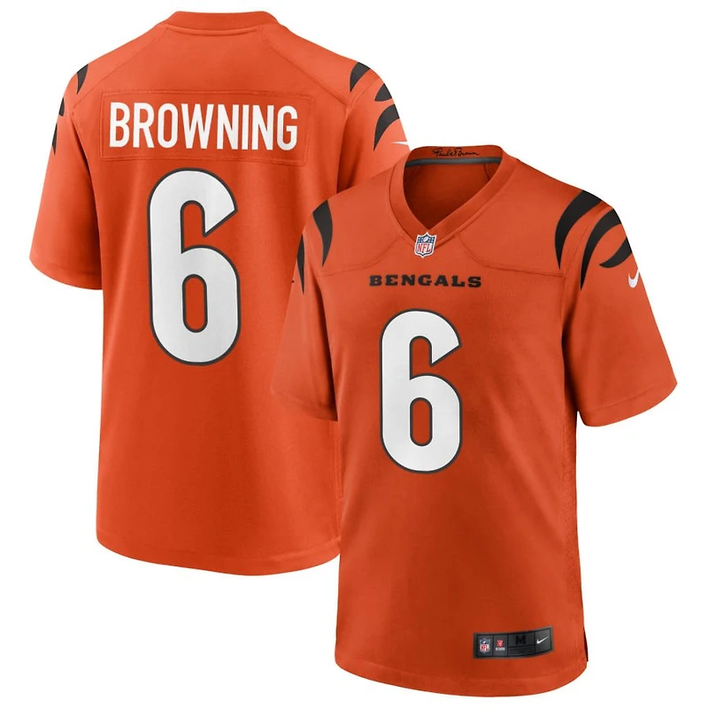 Jake Browning Youth Nike Orange Cincinnati Bengals Alternate Game Custom Jersey