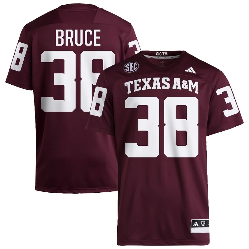 Benjamin Bruce Men's adidas  Maroon Texas A&M Aggies NIL Pick-A-Player Home Premier Football Jersey