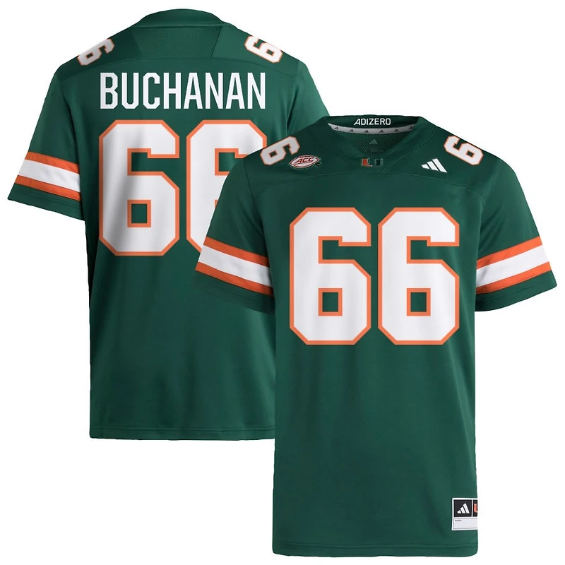Max Buchanan Men's adidas  Green Miami Hurricanes NIL Pick-A-Player Alternate Premier Football Jersey