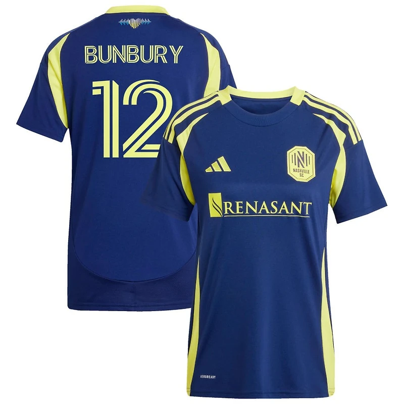 Teal Bunbury Women's adidas  Navy Nashville SC 2025 The Heart of Nashville Kit Replica Custom Jersey