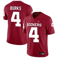 Deion Burks Men's Jordan Brand Crimson Oklahoma Sooners NIL Pick-A-Player Football Replica Jersey