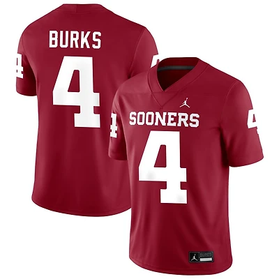 Deion Burks Men's Jordan Brand Crimson Oklahoma Sooners NIL Pick-A-Player Football Replica Jersey