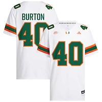 Brennan Burton Men's adidas  White Miami Hurricanes NIL Pick-A-Player White Premier Football Jersey