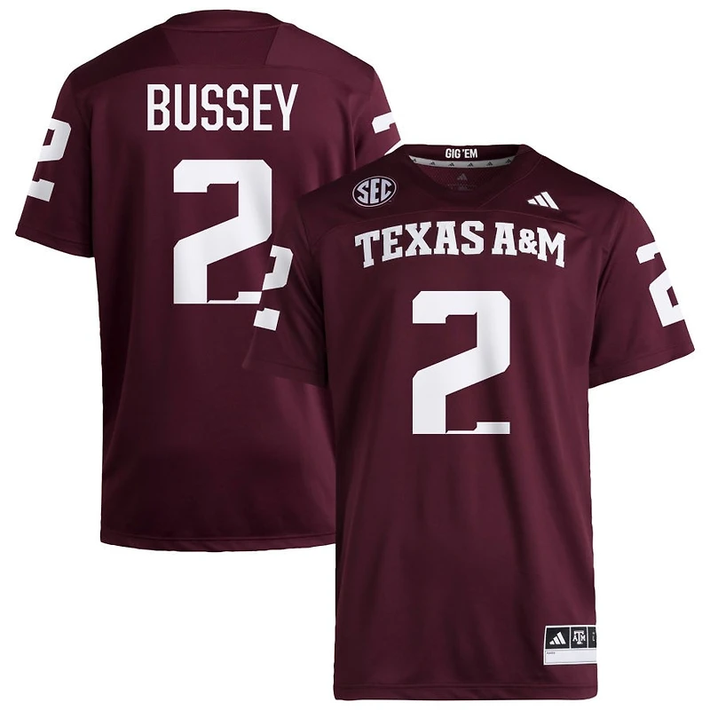 Terry Bussey Men's adidas  Maroon Texas A&M Aggies NIL Pick-A-Player Home Premier Football Jersey