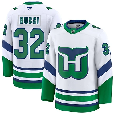 Brandon Bussi Men's Fanatics White Carolina Hurricanes Throwback Premium Custom Jersey