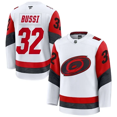 Brandon Bussi Men's Fanatics White Carolina Hurricanes Away Premium Custom Jersey