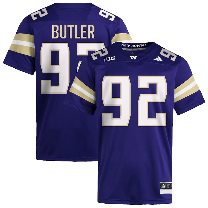 Bryce Butler Men's adidas  Purple Washington Huskies NIL Pick-A-Player Home Premier Football Jersey