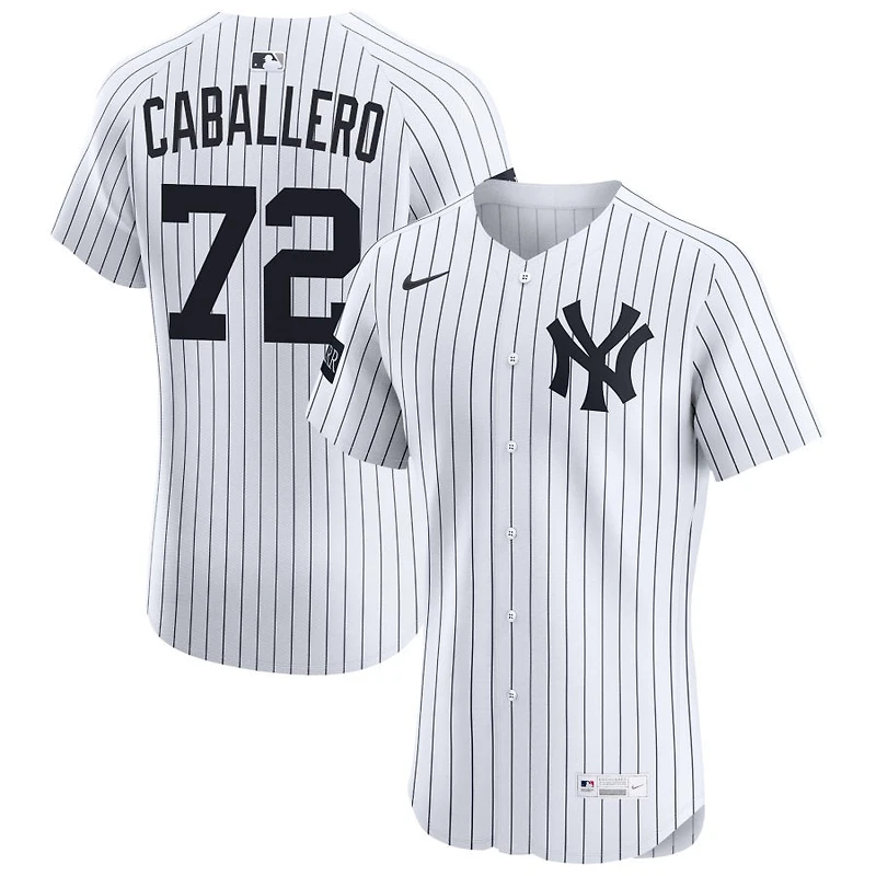 Jose Caballero Men's Nike White New York Yankees Home Elite Sponsor Patch Custom Jersey