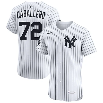 Jose Caballero Men's Nike White New York Yankees Home Elite Sponsor Patch Custom Jersey