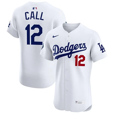 Alex Call Men's Nike White Los Angeles Dodgers Home Elite Sponsor Patch Custom Jersey