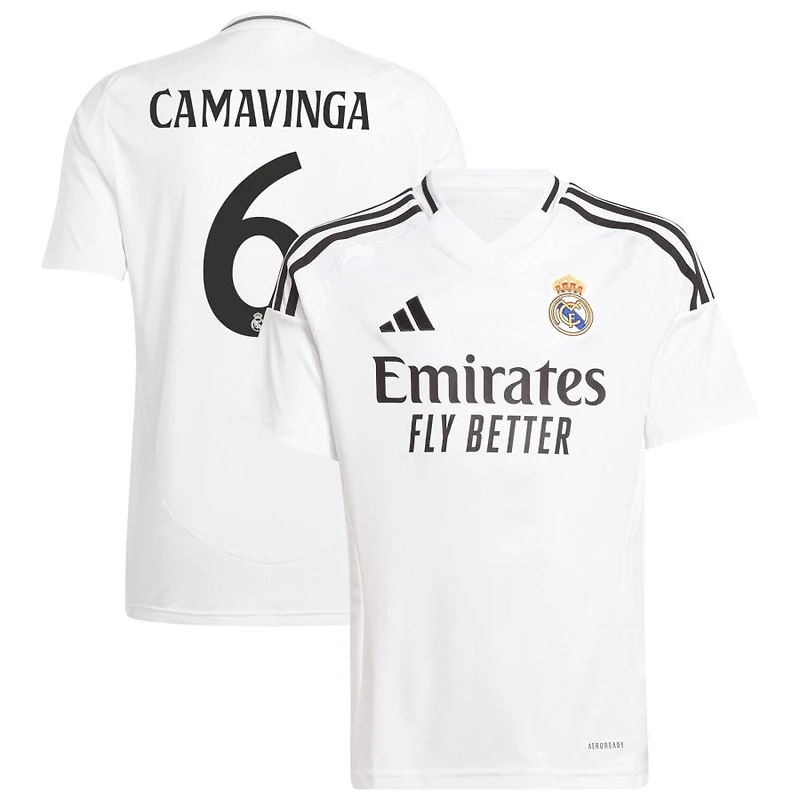 Eduardo Camavinga Youth adidas White Real Madrid 2024/25 Home Replica Custom Jersey