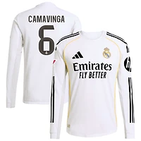 Eduardo Camavinga Men's adidas White Real Madrid 2025/26 Home Authentic Long Sleeve Custom Jersey