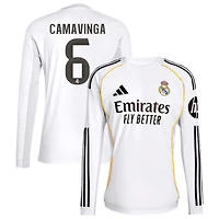Eduardo Camavinga Men's adidas White Real Madrid 2025/26 Home Replica Long Sleeve Custom Jersey