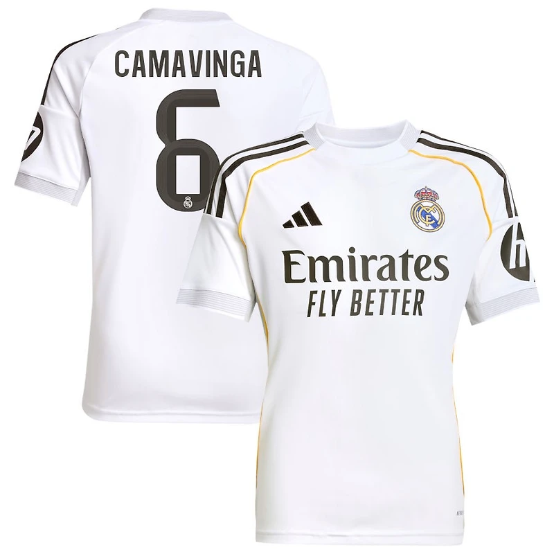 Eduardo Camavinga Youth adidas White Real Madrid 2025/26 Home Replica Custom Jersey