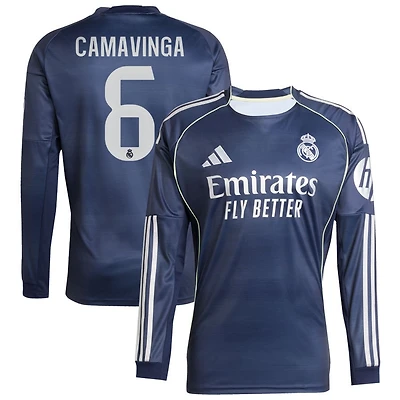 Eduardo Camavinga Men's adidas Blue Real Madrid 2025/26 Away Long Sleeve Replica Custom Jersey