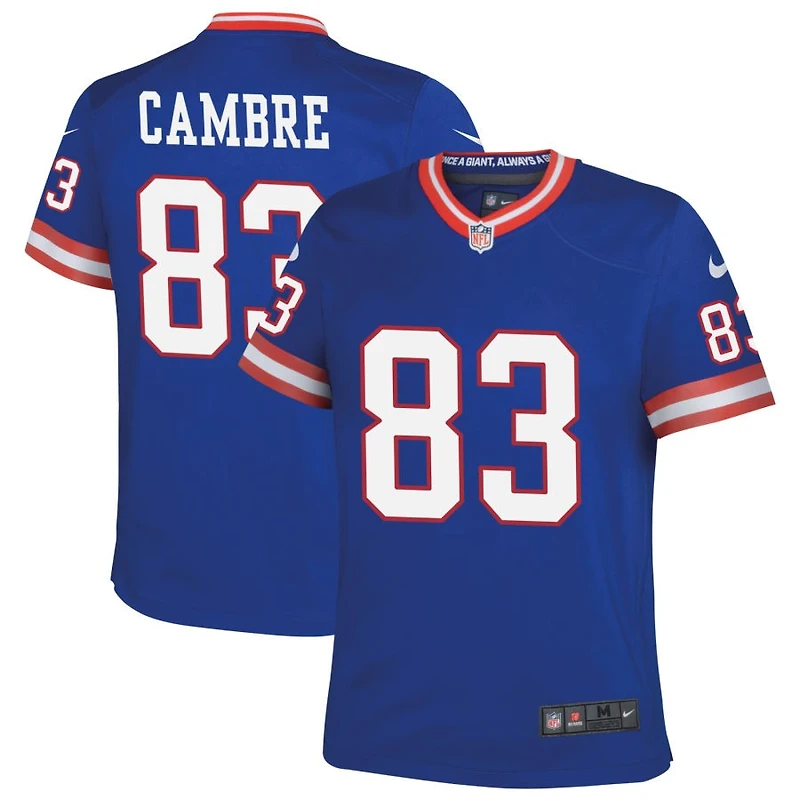 Dalen Cambre Youth Nike Royal New York Giants Classic Custom Game Jersey